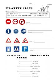 English Worksheet: Traffic signs