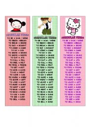 Irregular Verbs Bookmarks