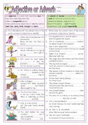 Adjective or adverb worksheet