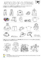 English Worksheet: Articles of clothing =)