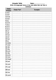 English Worksheet: irregular verbs practice