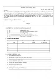 English worksheet: SCHOOL TRIP TO NEW YORK