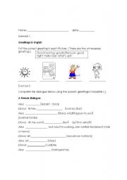 English worksheet: greetings in English 