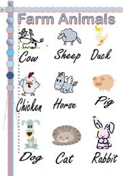 English Worksheet: Farm animals Pictionary