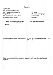 English Worksheet: How to make cupcakes