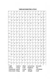 English Worksheet: Light and Sound find a word