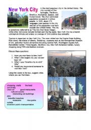 English Worksheet: New York City -, Conversation