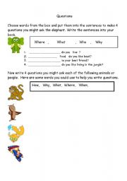 English worksheet: questions