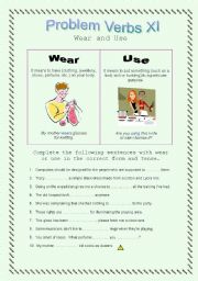 Problem Verbs XI - Wear and Use - Theory and Practice - with key