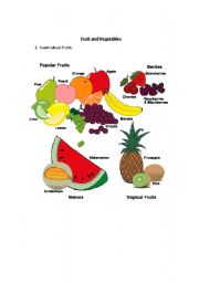 English Worksheet: Fruit and Vegetables - Learn & Apply