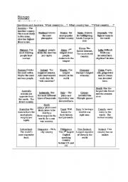 English Worksheet: Bingo Countries!