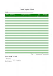English worksheet: Grade Report Sheet