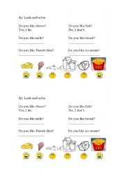 English Worksheet: I like I don`t like