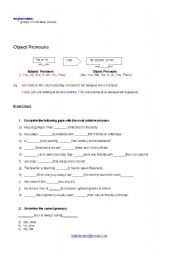 English worksheet: Subject and Object pronouns