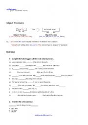 English Worksheet: Subject and Object pronouns