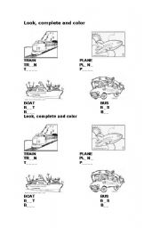 English Worksheet: bus train plane boat