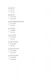 English worksheet: can 