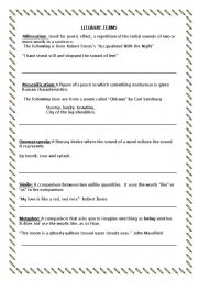 English worksheet: Literary terms