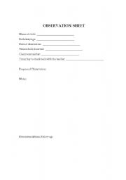 English worksheet: Teacher observation sheet
