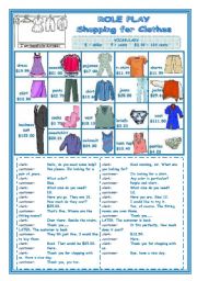 English Worksheet: ROLE PLAY   -   SHOPPING FOR CLOTHES