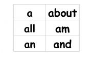 English worksheet: Grade 1 Sight Word Cards