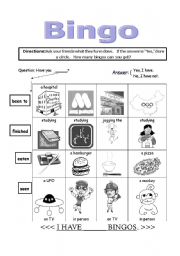 English Worksheet: Bingo