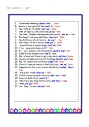 English worksheet: Tag Questions-KEY