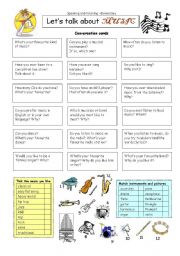 English Worksheet: Let�s talk about MUSIC