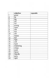 English Worksheet: Adjective opposites