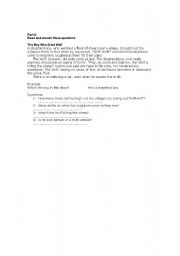 English Worksheet: The Boy Who Cried Wolf