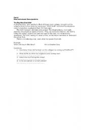 English worksheet: The Boy Who Cried Wolf