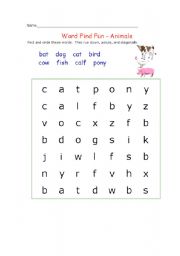 English worksheet: ANIMALS