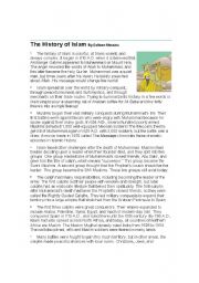 English Worksheet: history of islam