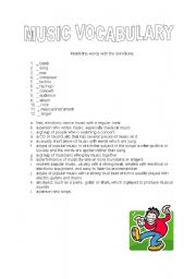 English Worksheet: music vocabulary matching