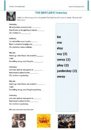 English Worksheet: THE BEATLES - Yesterday