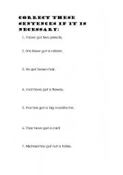 English worksheet: have got