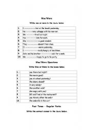 English worksheet: revision of past simple