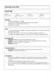 English Worksheet: Listening Lesson Plan