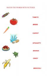 English worksheet: worksheets for teaching food