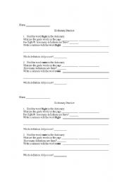 English Worksheet: Dictionary Search 