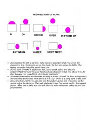 English worksheet: prepositions of place