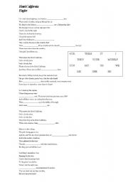 English worksheet: Hotel Califrnia