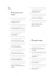 English worksheet: Third Person / Kinds of TV Programs / Transportation