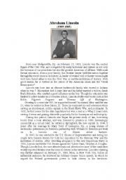 English worksheet: Abraham Lincoln Biography
