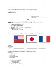 English worksheet: countries and nationalities test