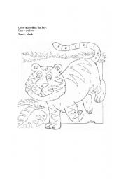 English Worksheet: Collor the tiger 