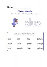 English worksheet: colours