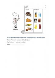 English worksheet: writing activity about food