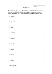 English Worksheet: Vocabulary Practice