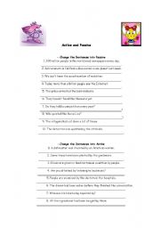 English worksheet: active and passive